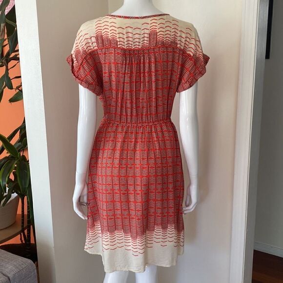 Anthropologie Maeve Red & Cream Veronica Mini Shirtdress Size Small - Picture 8 of 13